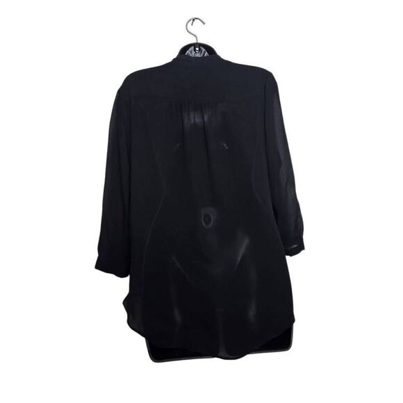 Babaton Blouse Women's Size Small 100% Silk Draped Black Semi Sheer 3/4 Sleeve - Picture 3 of 5